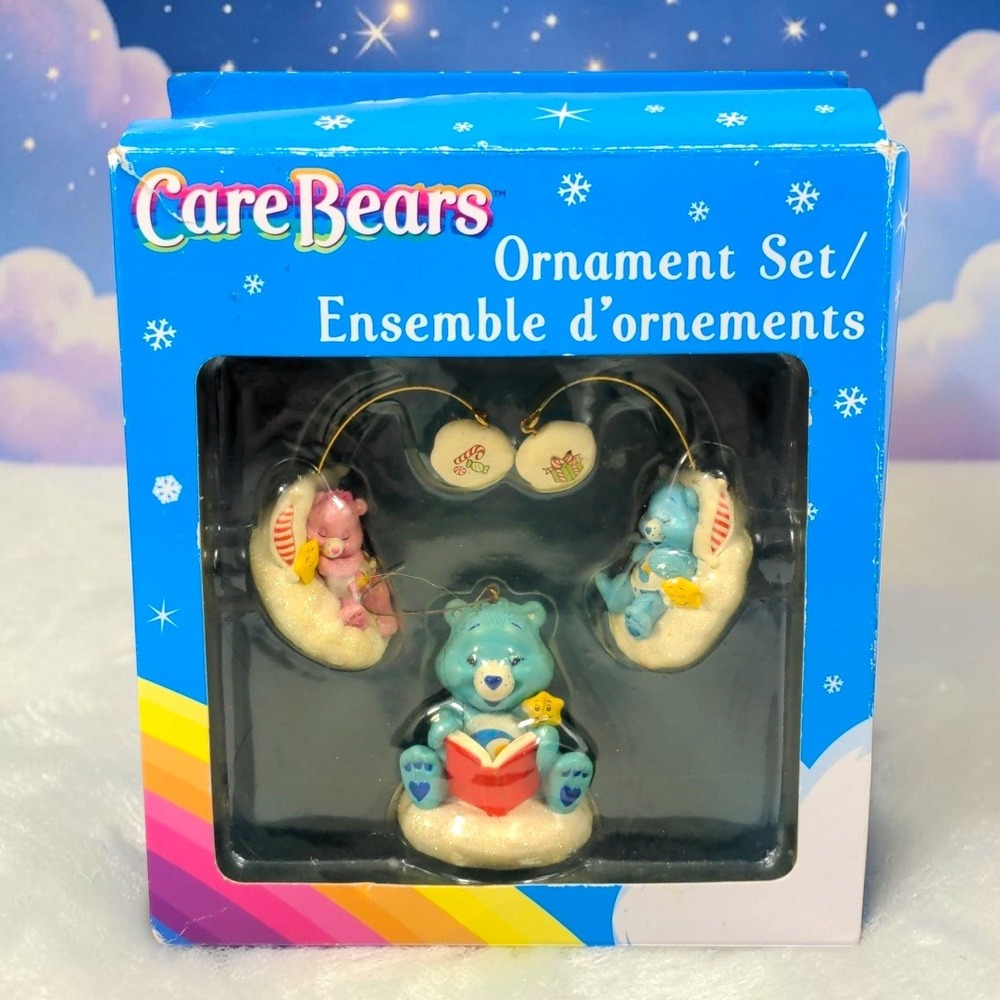 VTG Care Bears Ornament Set 3pc Bedtime Wish Love-a-Lot 2006 American Greetings